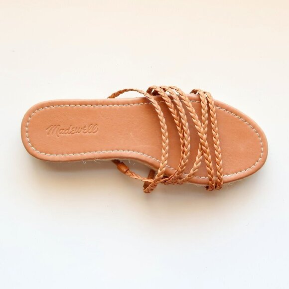 NEW Madewell Kathryn Tan Leather Braided Strappy Espadrille Sandals / Slides - Picture 10 of 16